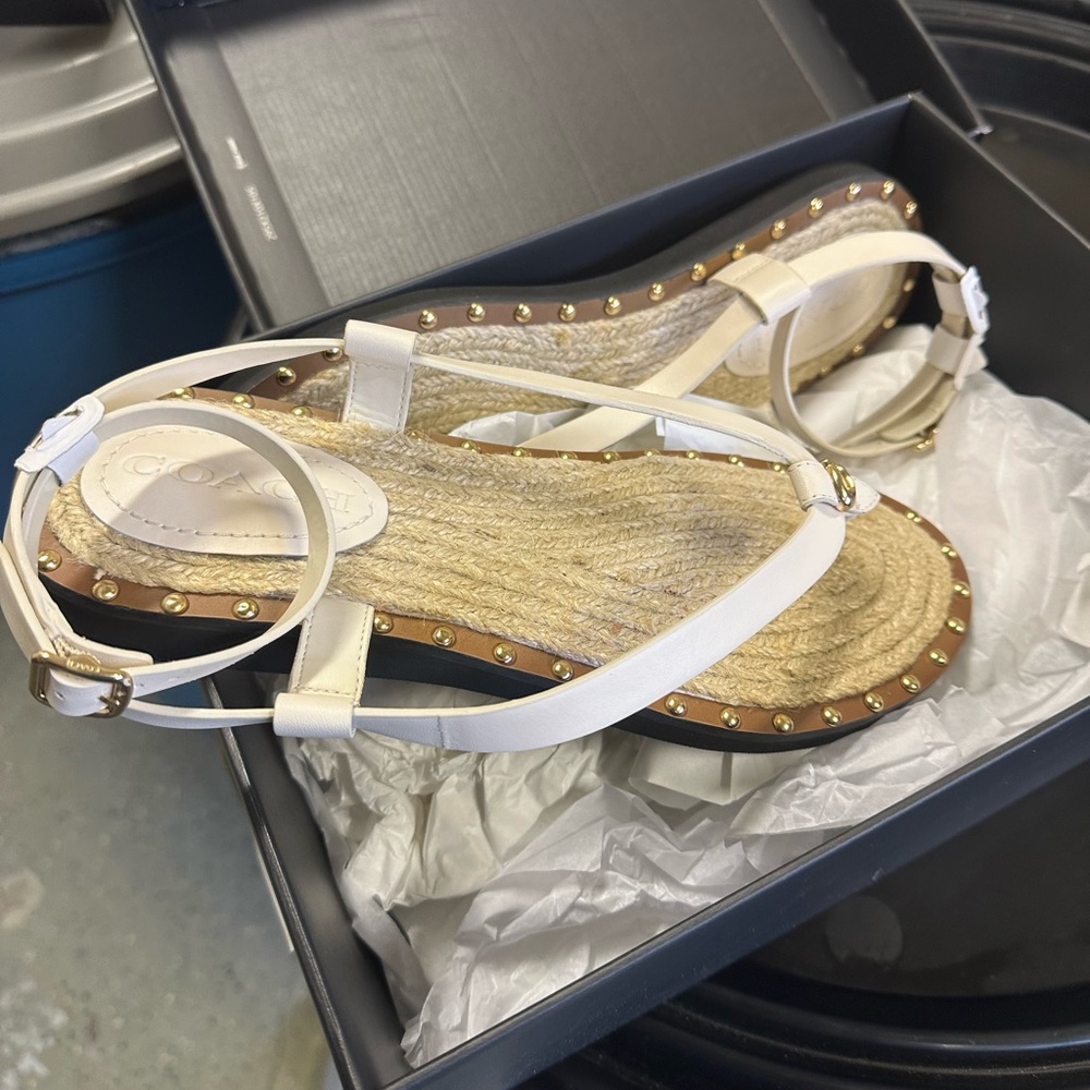 COACH White Strappy Sandals